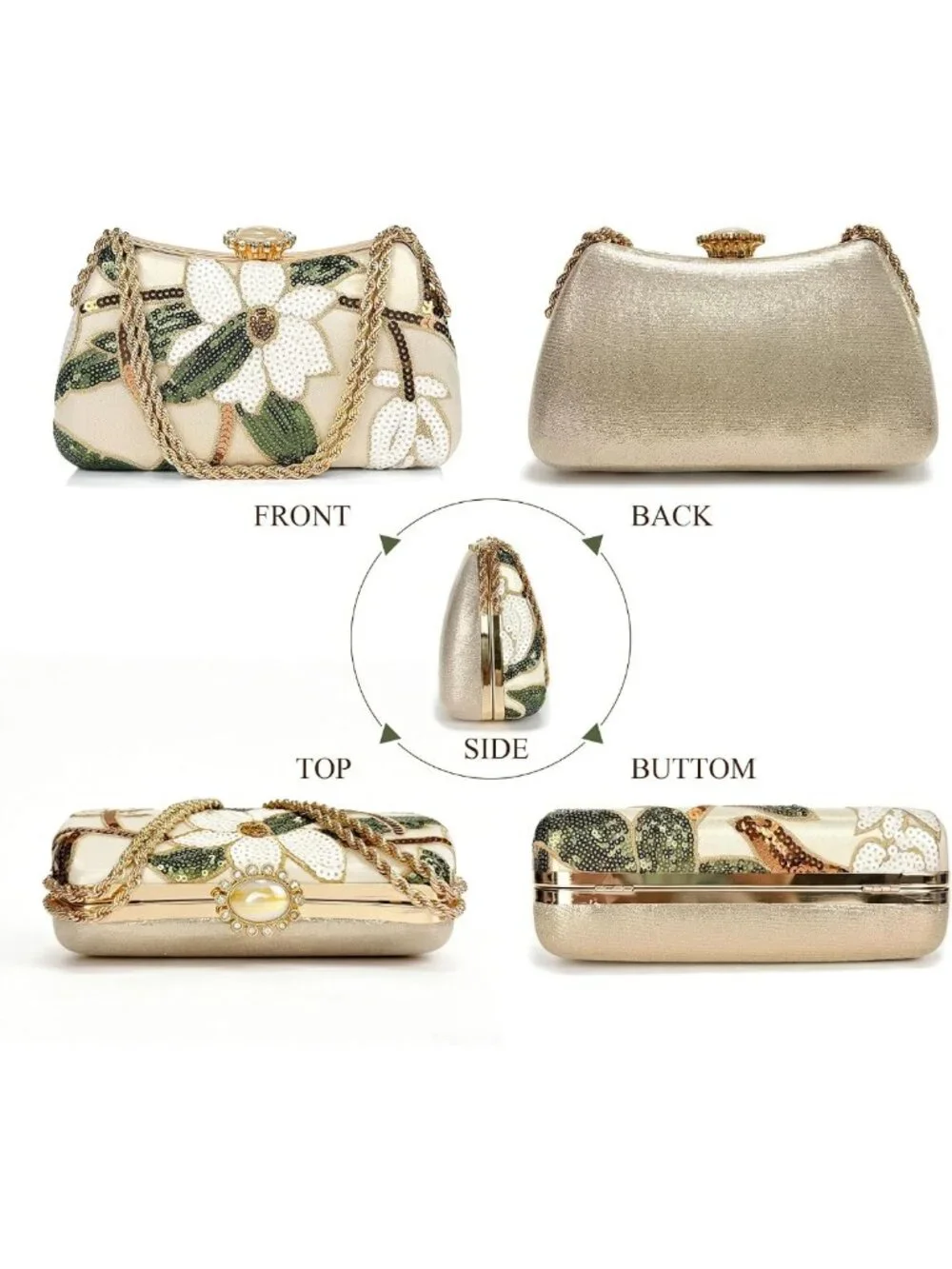 Embroidered Sequin Clutch Purse for Women | Beaded Evening Bag, Party Accessory